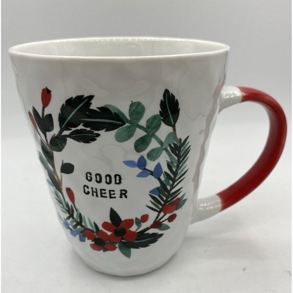 Prima Design Christmas Mug Coffee Cup Large Good Cheer Holiday Wreath 16 oz - Picture 2 of 4